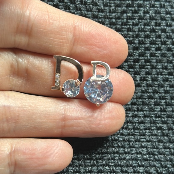 Inspired D I o r Fancy Luxury Designer Rose Gold Over 925 Silver Earrings - Picture 3 of 9